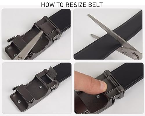 WildHorn Men's Genuine Leather Belt for Men| Premium Auto-Lock Buckle | Adjustable up to 48” | Formal & Casual Wear | Micro-Adjust Fit | Stylish Gift Box Included (Phantom Black)