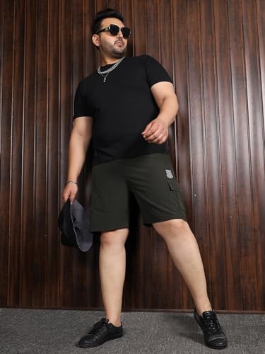Bigbanana Plus Size Men's Regular Fit Solid Shorts (Rezo-Olive,Olive,6XL)