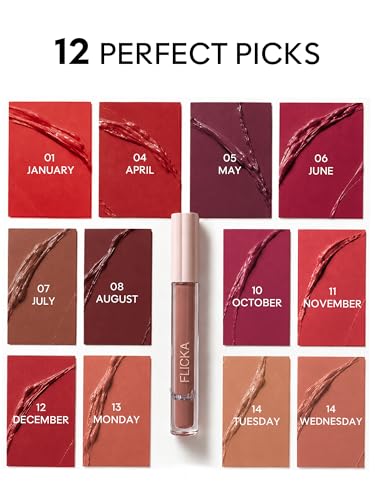 FLiCKA Weightless Impression Liquid Lipstick| Enriched With Vitamin E, Matte Finish, Moisturizing, Creaseless Formula, 07 July, 1.6ml