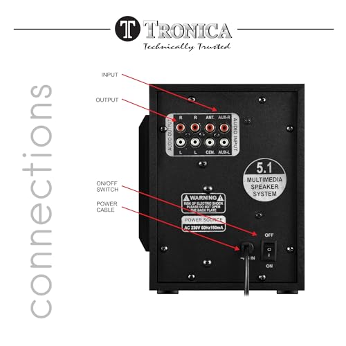 TRONICA Firefly 40W 5.1 Bluetooth Home Theater System with FM/PenDrive/Sd Card/Mobile/Aux Support & Remote (5.1 Speaker Set) Black