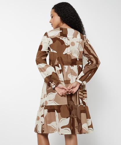 Max Women Printed Tiered Dress(White_XL)