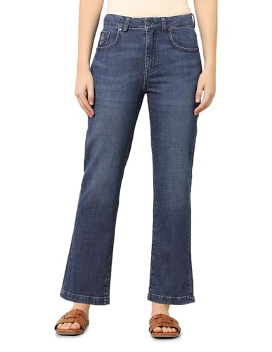U.S. POLO ASSN. Women High Rise Straight Fit Jeans (UWAW24JEN282_Blue_36)