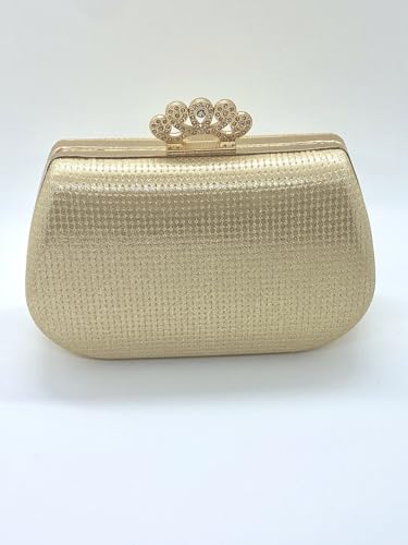 Mastyle® Glitter Clutch Handbag For Women With Crown Design Lock And Compact