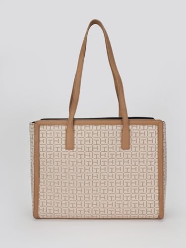 Tommy Hilfiger Logo Brown Polyester Tote Bag