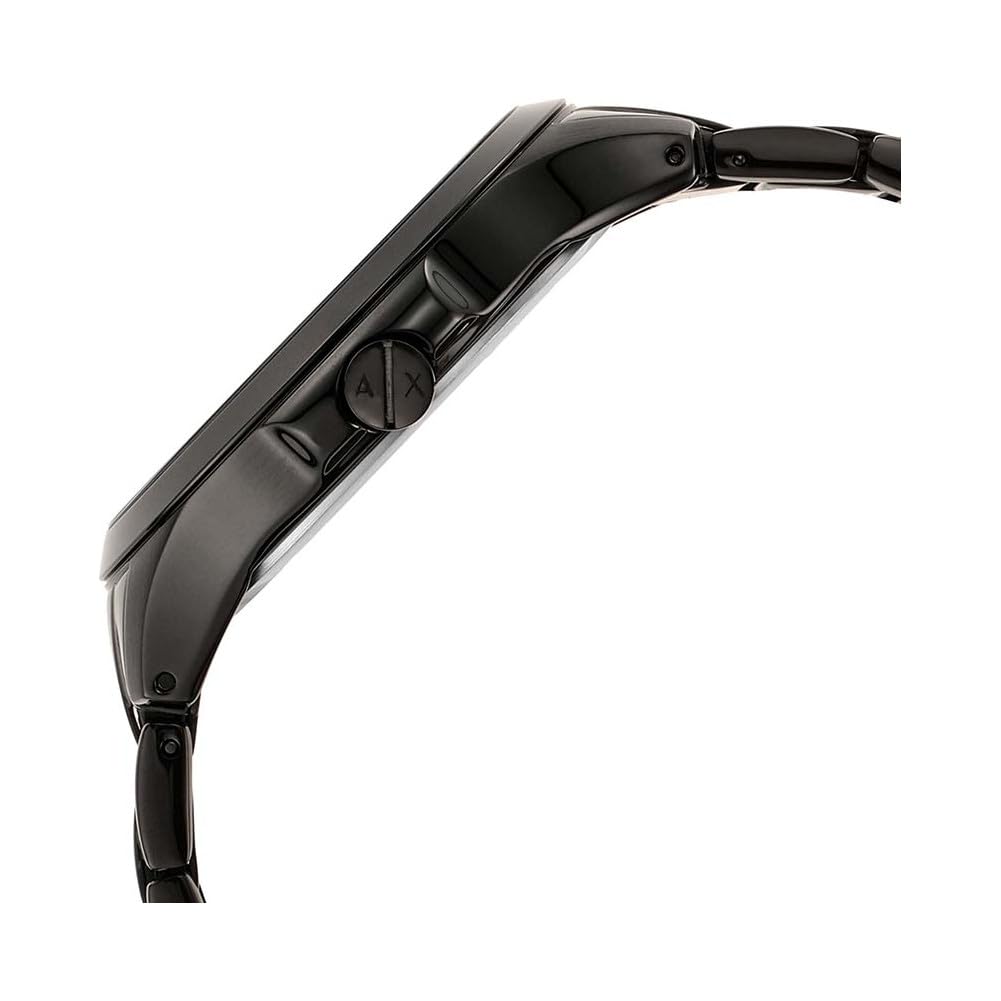 Armani Exchange Men's Three-Hand Date, Stainless Steel Analog Watch, 46Mm Case Size, Black, One Size, Bracelet, Band_Black