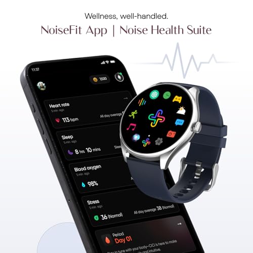 Noise Twist 2 Smart Watch with 1.43” AMOLED Screen, AI Search & Voice Assistant, Bluetooth Calling, Stainless Steel Back, 7-Day Battery, 100+ Watch Faces, Health Suite, IP68 (Space Blue)