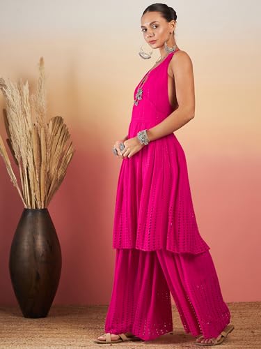 InWeave Women Fuchsia Empire Kurta with Sharara