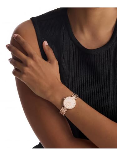 Calvin Klein Gleam Qtz Basic Slim Blush Color Round Dial Women's Watch | Ionic Plated Rose Gold Steel Material | Bracelet Watch - 25100227