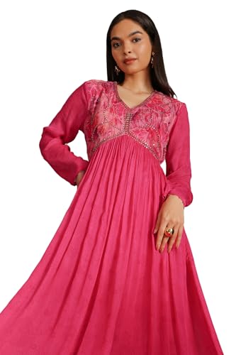 Soch Women's Chinon Maxi Dress (RSD-CWS5KU61331 Fuchsia