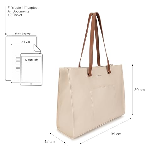 Fastrack CarryAll Laptop Tote | Faux-Leather Women’s Tote Bag | 14'' Laptop Sleeve, Dual Carry Options & Multi-Compartment Design