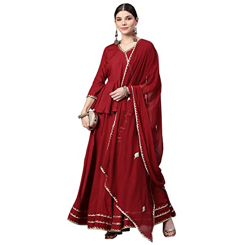 Divena Maroon Gota Hand Work lehenga dupatta set