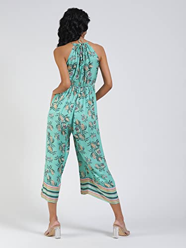 Label RITU KUMAR Mint Floral Print Cut-Out Jumpsuit