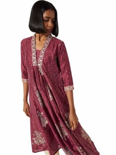 Max Women Foil Print A-line Kurta (Red_XL)