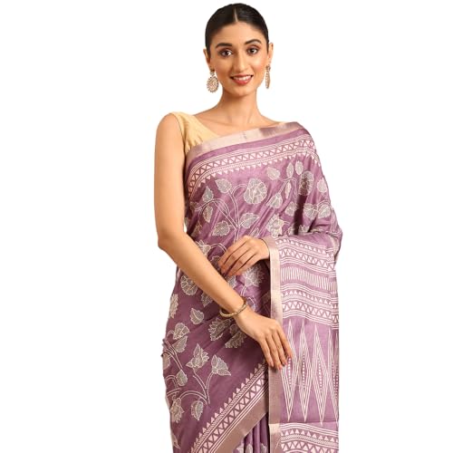 Kalyan Silks Womens Banarasi Semi Silk Saree, Lavender