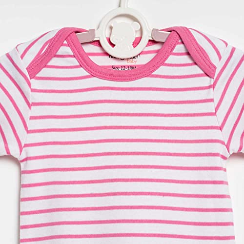 haus & kinder Iris 100% Cotton New Born Baby Bodysuits Rompers Onesies For Boy and Girl, 9-12 Months (White-Pink-Navy, Pack of 3)
