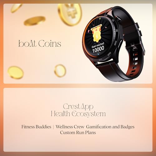 boAt Enigma Radiant Luxury Watch for Man w/1.43"(3.63 cm) AMOLED Display, AOD, Premium Metal Build, Round Dial, 200+Watch Faces, Upto 7 Days Battery Life, Fitness smartwatch for Men (Active Black)