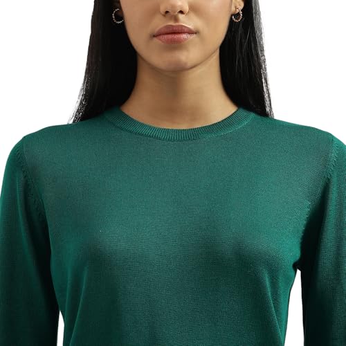 UNITED COLORS OF BENETTON Round Neck Solid Sweater (Size: XS)-24A1092D3730G28Y Green