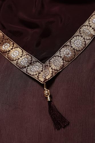 Soch Womens Wine Brocade Zari Woven Salwar Suit With Stone Work