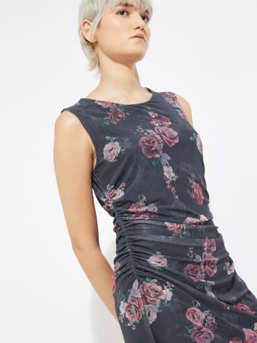 Max Alaya F x URB_N Women Floral Print Bodycon Dress (Grey_XL)