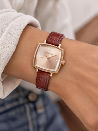 Anne Klein Women's AK-5620RGBY Analog Watch with Leather Band