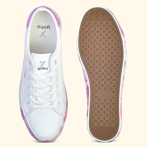 YOHO Aurora Women’s Stylish Floral Design Chunky Sneakers | White - UK 8