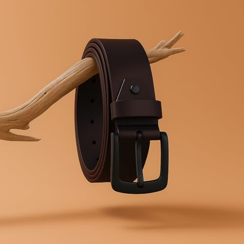 WildHorn Leather Belt for Men | Casual Leather Belt For Men | Free Size | Adjustable I 48 inches length | Waist upto 44 inches. (BROWN)