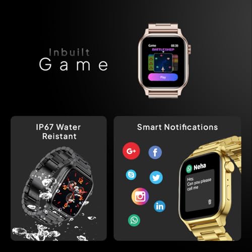 Fire-Boltt Rise Luxe Bluetooth Calling Smart Watch, 1.85”HD Display, AI Outfit Watch Face, 2 Looks in 1 Watch, Extra Straps at ₹99, 120+ Sports Modes, Metal Smartwatch for Men & Women (Gold)