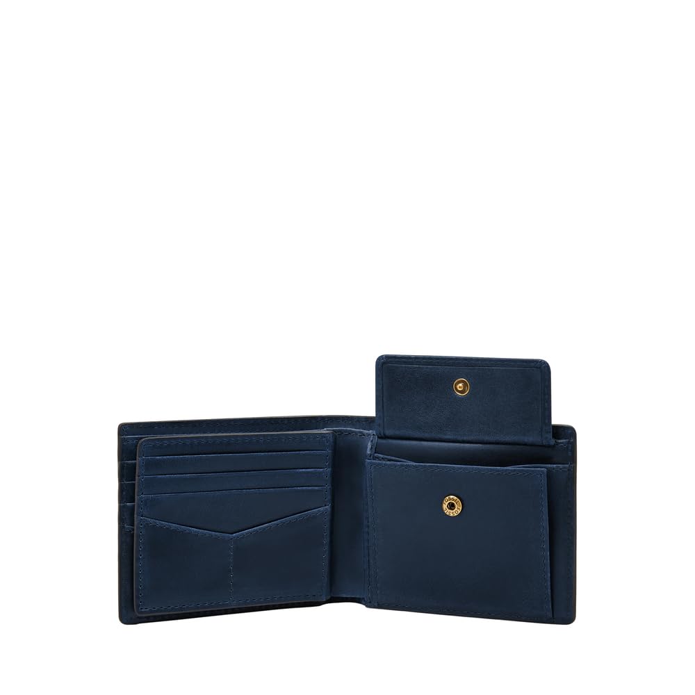 Fossil Mens Leather Derrick Blue Wallet ML3687545