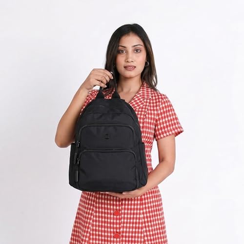 12o12 Women’s Stylish Lightweight Backpack for Daily Use, Travel, Work | Multi-Compartment Water-Resistant Daypack Bag, Anti-Theft Storage Back Pocket (26 (L) X 37 (H) X 14 (W) CM) (Black)