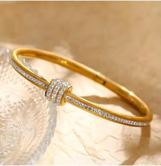 MEENAZ bracelet for women Stylish Bangles for women Adjustable Anti Tarnish Bracelet for girls rose gold Kada for Women Accessories Anti Tarnish Jewellery Stainless Steel Cuff Bracelet gifts Combo