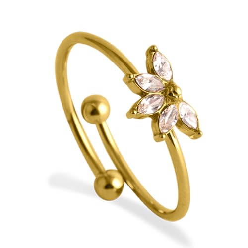 PALMONAS Floral Harmony Ring for Womens (Size - One Size) - Waterproof & Anti-Tarnish, Gift for Girls & Women