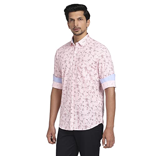 Color Plus Men's Full Sleeve Tailored Fit Medium Red Casual Shirt