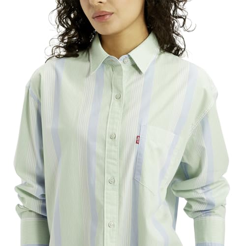 Levi's Women's Striped Light-Green Slim Fit Shirt