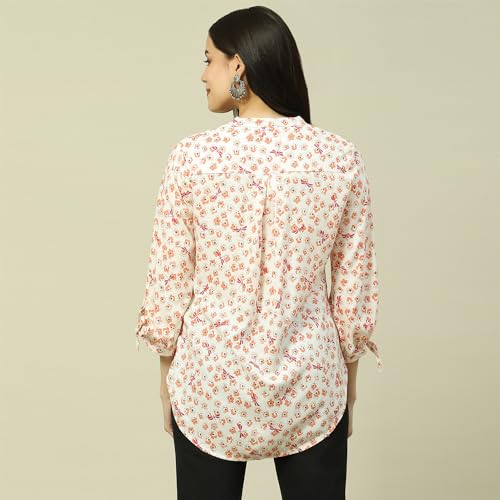 Rangriti Women's Regular Fit Blouse (RMMINDIETO18249SS23CRM_Orange