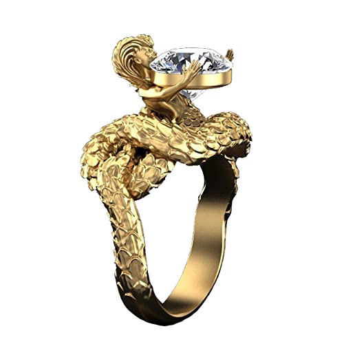 RUVEE Egyptian God of Snakes Nehebu-Kau Inspired Gold Plated Alloy Ring for Men Women Bikers & Dopers