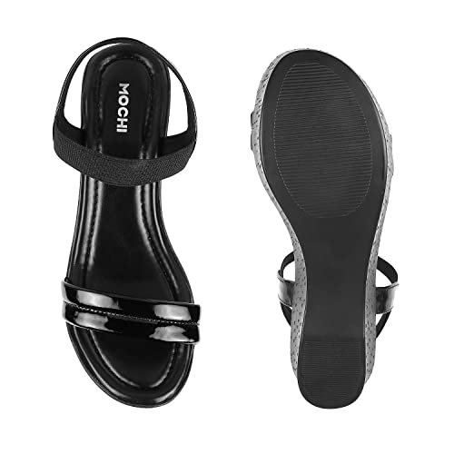 Mochi Womens Synthetic Black Sandals (Size (3 UK (36 EU))