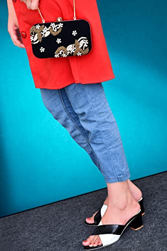 For The Beautiful You Black Embroidered Women's Clutch (607)