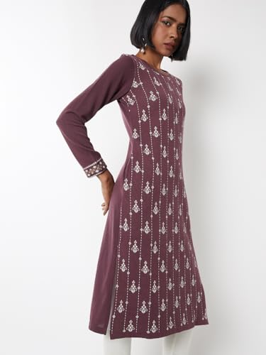 Max Women's Acrylic Regular Kurta (BBWKWI25EN_Violet