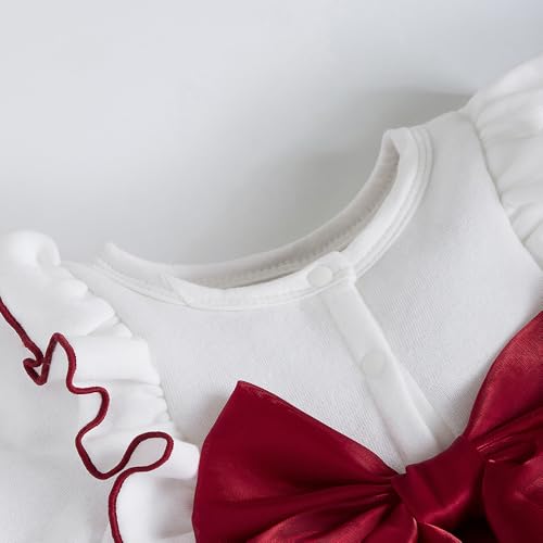 Hopscotch Girls Maroon Full Sleeves Oversized Bow Applique Onesie For Age (18-24 Months)