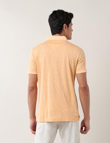 Arrow Men's Leaves Regular Fit Polo Shirt (ARAJTS3849_Light Orange