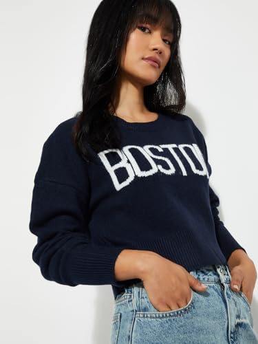 Max Alaya F x URB_N Knit Crop Sweater (Blue_M)