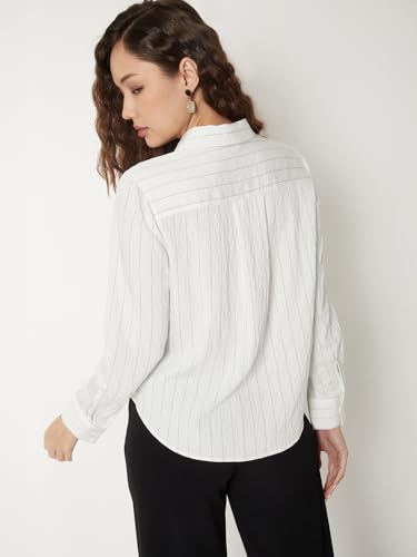 Max Women Striped Shirt (Off White_XL)