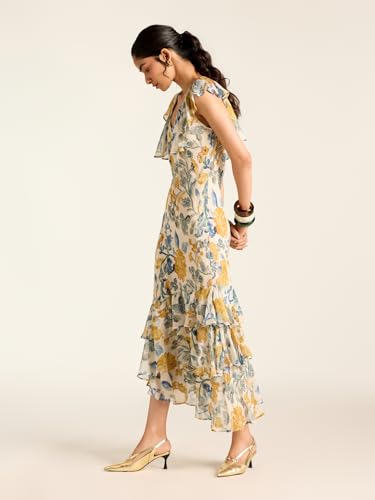 Label RITU KUMAR Black Avedian Sleeveless Printed Long Dress