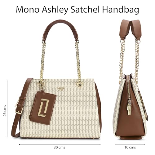 Lavie Luxe Women's Monogram Ashley Satchel Bag | Satchel Handbag For Work | Ladies Purse | Stylish Shoulder Bag | Gift For Women