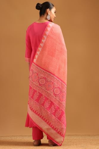 Soch Womens Fuchsia Cotton Solid Salwar Suit With Faux Mirror
