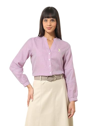 U.S. POLO ASSN. Vertical Striped Shirt (UWSS25SHT212_Purple_L)