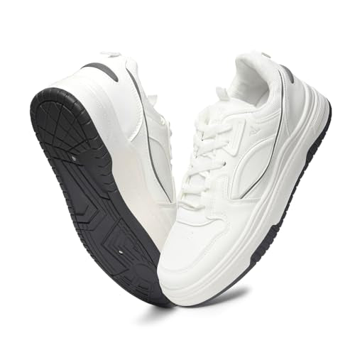 YOHO UrbanDash Sneakers for Woman | Strong Grip, Cushioned Insoles | Comfortable & Stylish for Everyday Use Shoes for Woman/Girls/Ladies -0907 | Silver Lining - UK 7