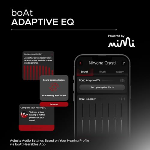 boAt New Launch Nirvana Crystl, Transparent Case,Spatial Audio, ANC(~32dB), 100Hrs Battery,4Mics ENx, Dual Pair,App Support, Bluetooth Earbuds, TWS Ear Buds Wireless Earphones with mic (Quantum Black)