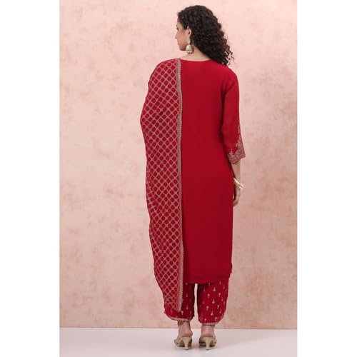 Rangriti Women Polyester Printed Suit Set (RSKASSORTED17094AW22PNK_Pink