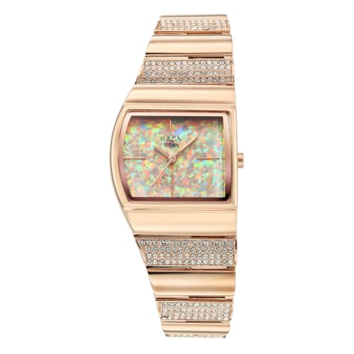 Titan Raga Opal with Quartz Analog Rose Gold-Vertical Fire Dial Rose Gold Color Strap Watch for Women - 2813WM02